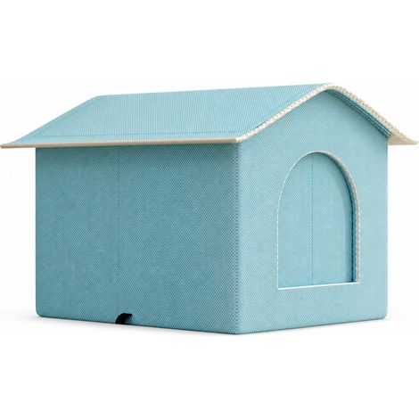 Niche Rafraîchissante Portable pour Chats et Chiens, Abri d’Été avec Poches de Glace, Bleu Paon, Grande Taille