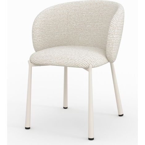 Chaise en tissu texturé écru chiné - Danaë