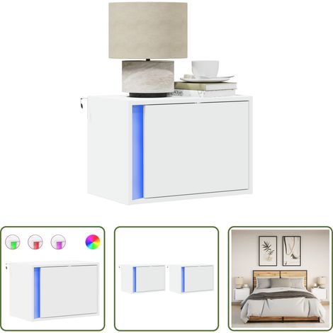 LED-Leuchten - Wand-Nachttische mit LED-Leuchten 2 Stk. Weiß (1/5)