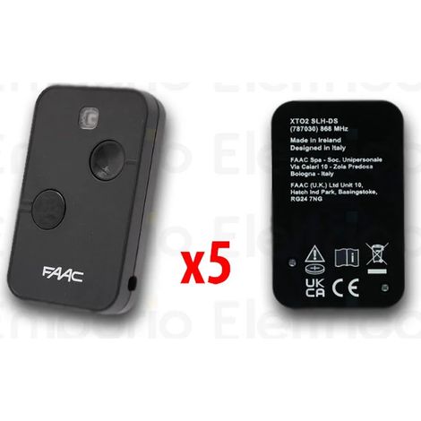 faac 5 x télécommande 2 canaux xt2 868 slh lr 787009