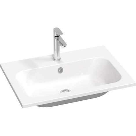 Ravak Chrome Slim - Lavabo 70x49 cm, con troppopieno, con foro per miscelatore, bianco XJG01170001 (1/3)