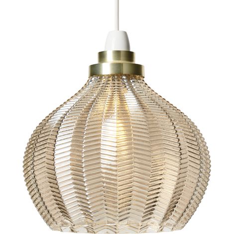 Litecraft Henrietta Light Shade Herringbone Glass Easy Fit Lampshade - Champagne