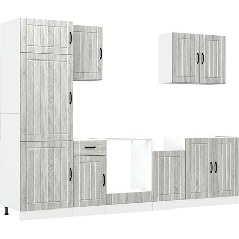 Maison Exclusive - Set Mobili da Cucina 7 pz Lucca Grigio Sonoma in Truciolato