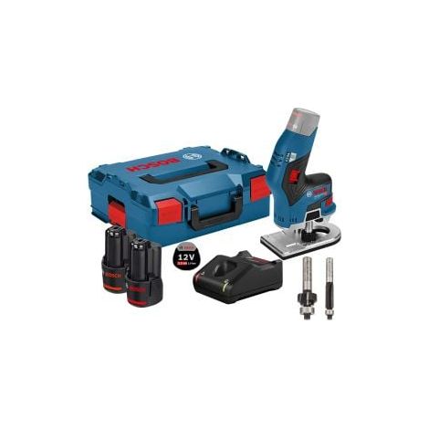 Fraiseuse de bords sans fil GKF 12V-8 Bosch 12 V / 2x 2,0 Ah batterie + chargeur incl. 2x fraises dans L-Boxx