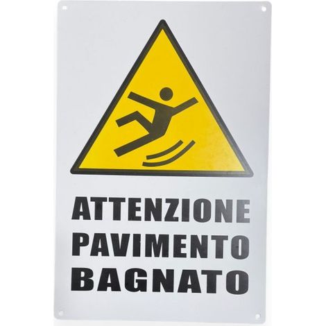 Cartello Attenzione Pavimento Bagnato 30x20 cm con 4 Fori 64504