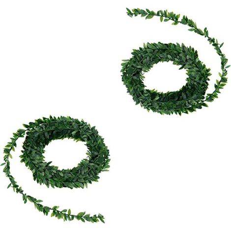 rouleaux de guirlande artificielle en ruban de feuilles vertes, fleurs en fil de fer (1/5)