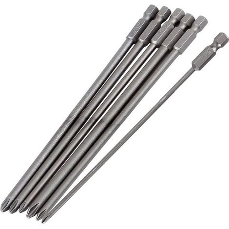 6pcs 150mm Embouts de Tournevis Cruciforme 1/4" Hex Tige Embouts de Tournevis Croix Magnétiques Phillips à Tête Tournevis PH1 PH2 (1/5)
