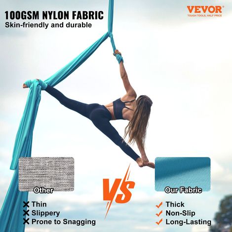 Hamac de Yoga Aérien 10 x 2,8 m Kit Balançoire de Yoga Inversion Danse Aérienne en Nylon 100 g/m² Capacité Charge 1000 kg Vol Anti-… (1/5)