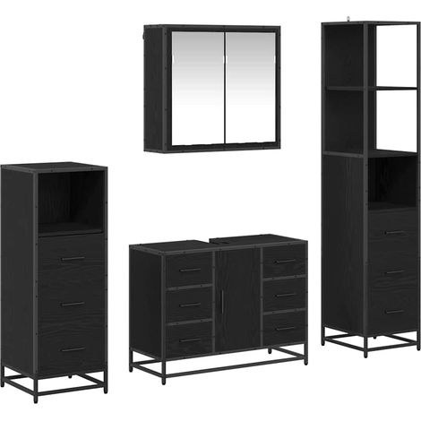 Maison Exclusive - Badezimmermöbel-Set 4 pcs Schwarz Eichen-Optik