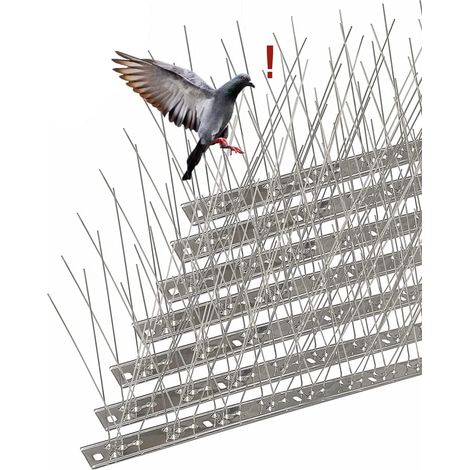 QAZQA Pic Anti-Pigeon en Acier Inoxydable 3.5 Mètres, Pack de 14 Pique Anti-Oiseaux pour Effrayer Pigeons, Corbeaux, Moineaux, Chats - Répulsif Oiseaux Respectueux des Animaux (1/5)