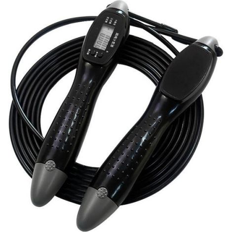 Corde À Sauter - Électronique Sans Fil - Écran LCD - Compteur De Sauts Et Vitesse - Longueur 2,8 M - Noir