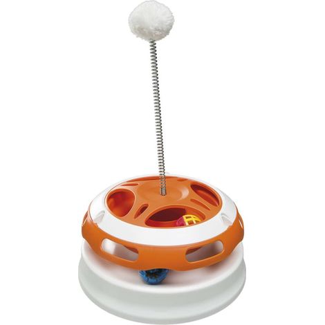Ferplast Gioco Gatto Interattivo VERTIGO, Gioco Gatto Automatico con Peluche e 2 Palline Incluse, Giocattolo Gatto Elettronico Piedini Antiscivolo, Ø 24 x 36,5 cm (1/5)
