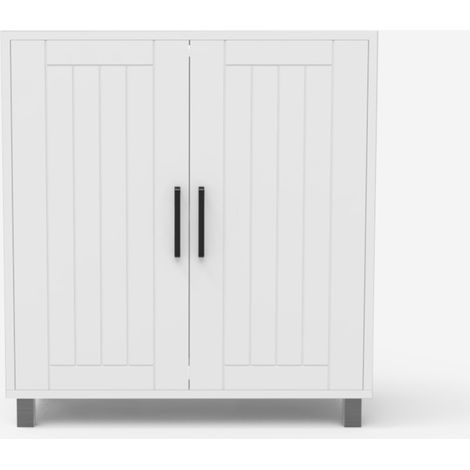 Mobile bagno sottolavabo armadietto 2 ante 2 ripiani moderno Biston - Bianco