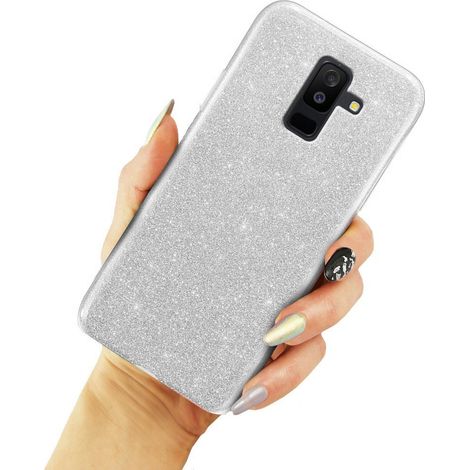 Custodia glitterata per Samsung Galaxy A6+ Plus 2018, argento (1/3)