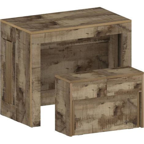 Dmora - Set tavolo e sedie Crispin, Composizione multiuso, Set con consolle e 1 panca allungabili, 100% Made in Italy, 66x25h45 cm, Acero, con imballo rinforzato