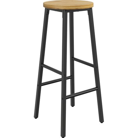 Set bar per cucina con isola contenitore e 2 sgabelli neri, effetto legno, MDF e metallo (1/5)
