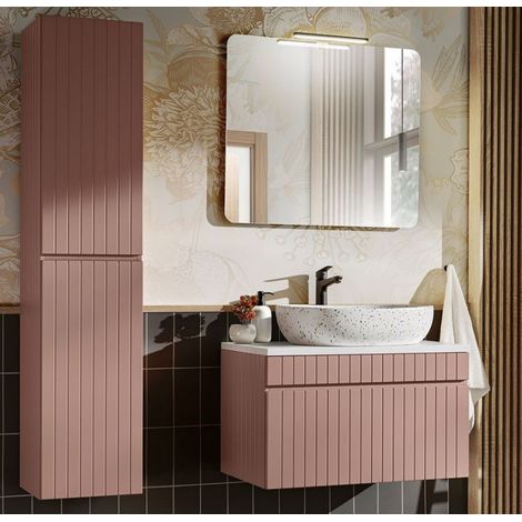 Ensemble meuble vasque + 3 éléments - 80 cm - Emblematic Rose - Livraison gratuite