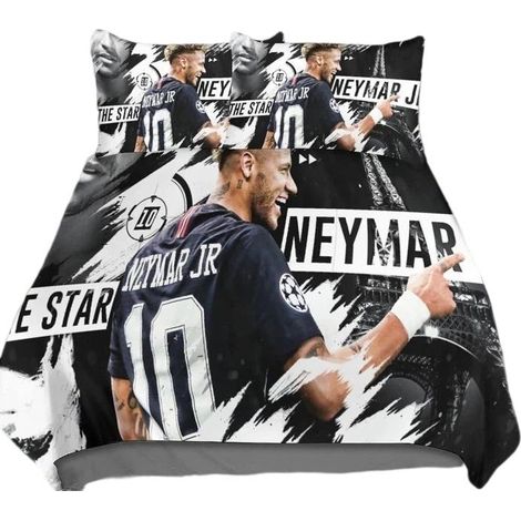 Housse de couette Neymar, 220 x 240 cm, microfibre hypoallergénique, linge de lit doux (1/4)