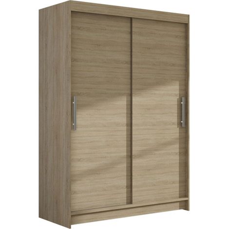 Armario Closico Pacron I, Roble Sonoma, 200x120x58cm, Puertas de armario: Correderas, Número de estantes: 5