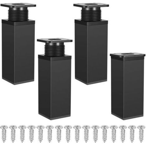 4 pièces de Pieds de Meubles réglables, Pieds de Table en métal réglables en Hauteur, armoires de Cuisine, Pieds réglables de Table (10CM Noir) (1/4)