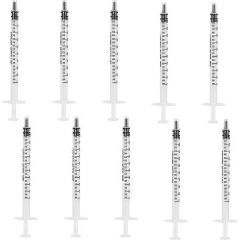 Lot de 10 seringues en plastique de 1 ml, seringues doseuses sans aiguille, seringues stériles réutilisables de 1 ml pour colostrum à usage scientifique. (1/5)