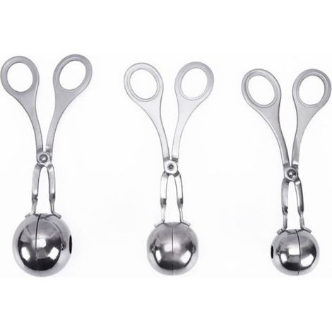 Lot de 3 Cuillère à boulettes, Acier inoxydable, Surface lisse, Facile à nettoyer, Cuisine maison (1/3)