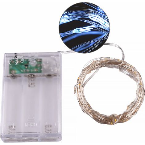 CATENA LUMINOSA A BATTERIA CON 50 MICROLED BIANCHI 5 METRI FILO RAMATO - IDEALE PER DECORAZIONI NATALIZIE WEDDING E AMBIENTI INTERNI (1/3)