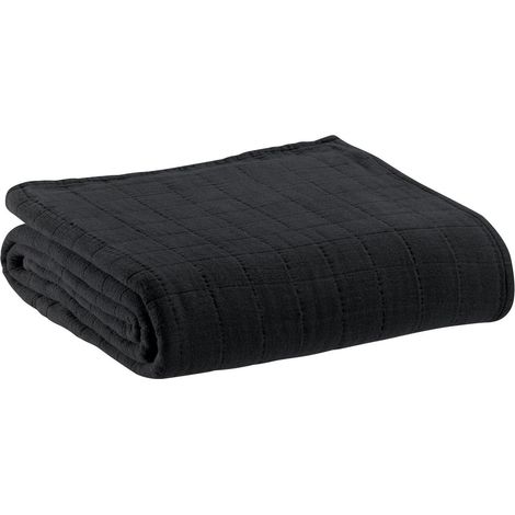 Plaid Jeté de Lit et de Canapé Recyclé Noir pour Chambre et Salon 180 x 260 cm - PANGIVO (1/4)