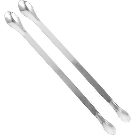 2 Stück Edelstahl-Probenlöffel, Experimentierlöffel, Doppelkopflöffel-20X2.5X0.5CM-Silver (1/4)