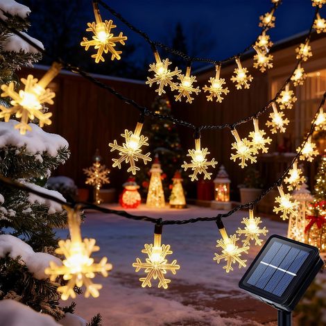 Guirlande Lumineuse Extérieure Solaire, 7M 50 LED Guirlandes Lumineuses à Flocons de Neige Étanche 8 Modes, Lumière Décoration pour Noël, Jardin, Cour, Fête, Mariage, Anniversaire (1/5)