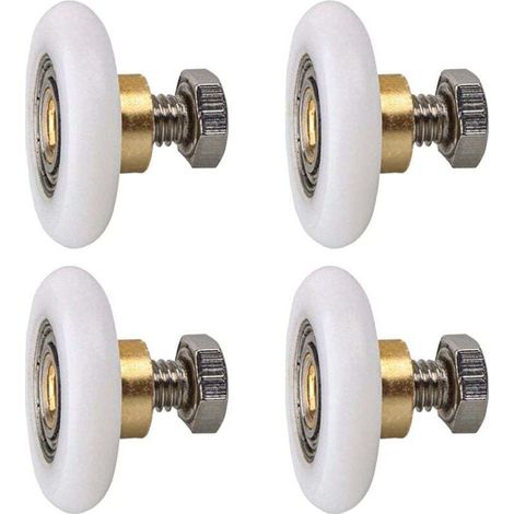 Rodillo para puerta de ducha, rueda para puerta de ducha, rodillos para puerta corredera, rueda de repuesto para rodillo, 4 piezas (23 mm) - Crezuo
