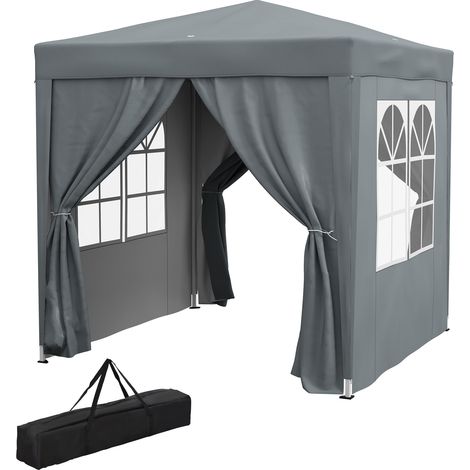 Tonnelle de jardin extérieure tonnelle pliante pop-up réglable en hauteur protection UV 2 x 2 m gris (1/5)