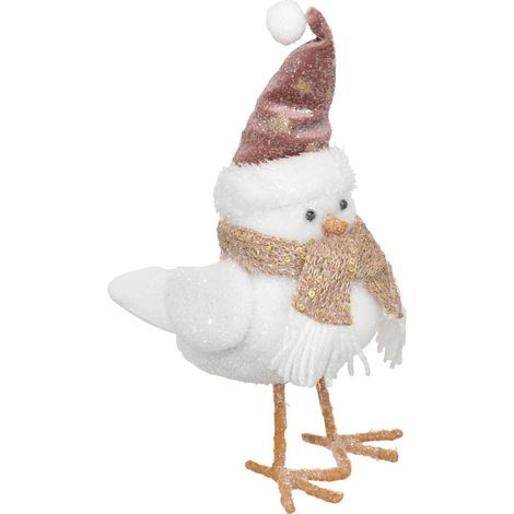 Déco de Noël Oiseau avec Bonnet et Écharpe 17 x 9 x H 25 cm - Feeric Christmas