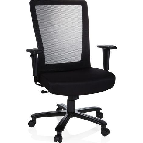 Bürostuhl / Drehstuhl XXL EXTENDER Netz / Stoff schwarz hjh OFFICE