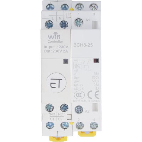 Contacteur intelligent WiFi 2NO, contacteur basse tension domestique à télécommande pour maison connectée, 230 V CA, 25 A (1/5)
