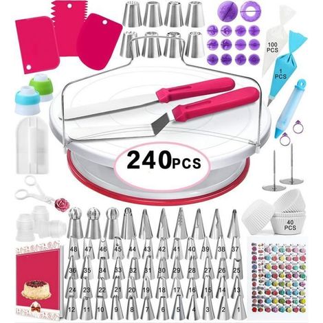 Kit de Pâtisserie - Professionnel - Plateau Tournant - Antidérapant - Plastique ABS - 240Pcs (1/4)