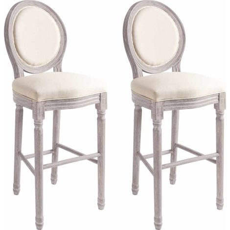 Tabourets de bar lot de 2 blanc lin (1/5)