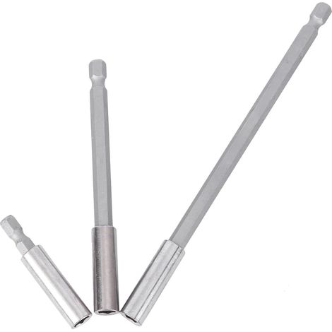 Extension de Porte-embouts Hexagonale 3 Pièces en Acier au Carbone Argenté 50-100-150mm pour Visseuse Électrique Grand Couple et Maintien Sécurisé (1/5)