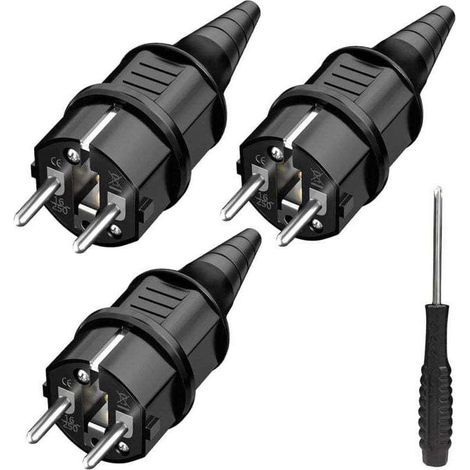 3-fach Netzstecker (männlich), Netzsteckdose, spritzwassergeschützt, geeignet für 6-16 mm Kabel, SEBS-Erdungskontakt, Schutzart IP44 (1/4)