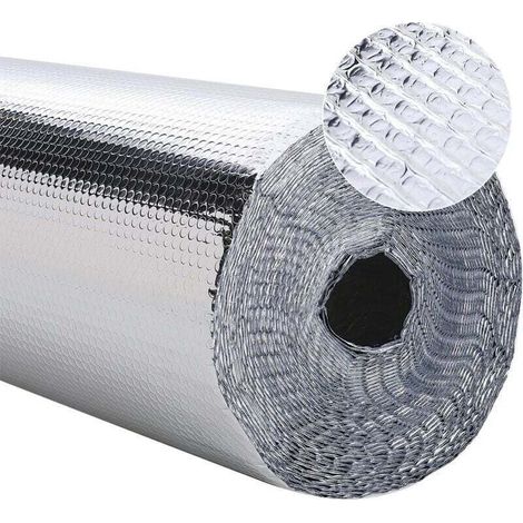 Rouleau d'isolation thermique en feuille à bulles de 5 m x 0,6 m, matériau d'isolation pour radiateur en aluminium, film réfléchissant pour radiateur, rouleau d'isolation thermique pour fenêtres, sols (1/4)