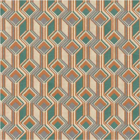 Geometric Wallpaper Rasch Green Orange Textured Paste The Wall Vinyl 10m Roll (1/4)
