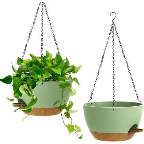 25cm Selbstbewässernde Hängeampel 2er-Set – Blumentopf Hängend Innen & Außen mit Drainage (1/5)