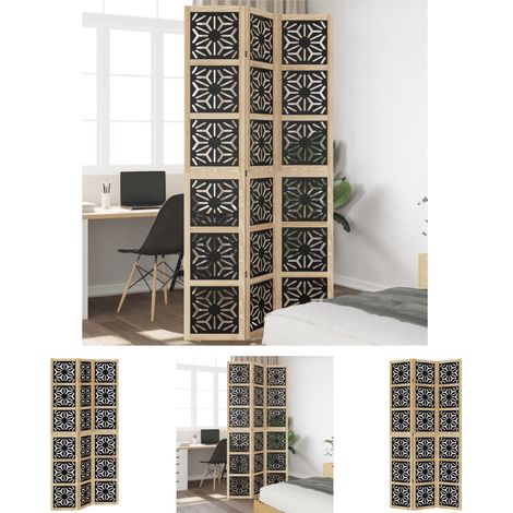 The Living Store 3-tlg. Raumteiler Braun und Schwarz Massivholz Paulownia - Raumteiler (1/5)