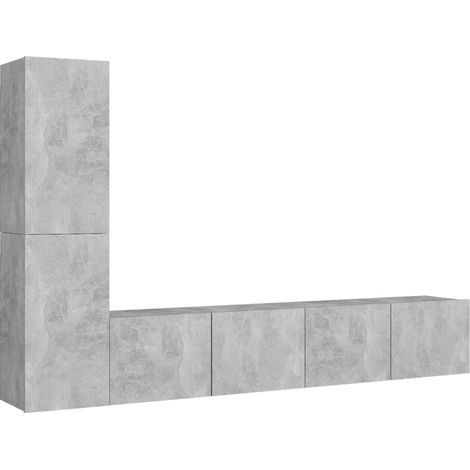 Set di mobili da 4 pezzi tra cui armadio credenza mobile TV televisore per soggiorno camera da letto salotto legno ingegnerizzato grigio 020024715