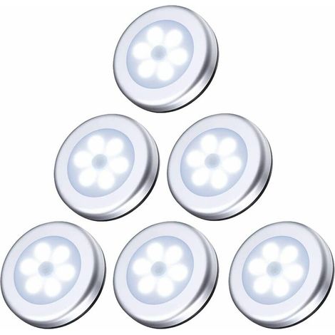 YMYNY Nachtlicht mit Bewegungsmelder, 6 LED-Bewegungsmelder, automatischer Ein-/Aus-LED-Beleuchtungssensor, weißes Licht, batteriebetriebenes Schranklicht, Schrankbeleuchtung für Schlafzimmer, Schrank (1/5)