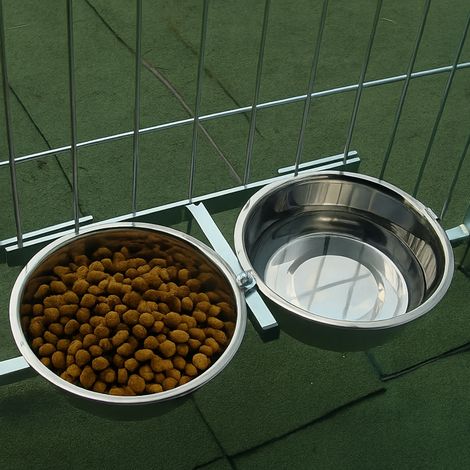 Porta ciotole per box cani regolabile in acciaio inox diametro ciotole 24 cm (1/5)