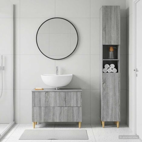 vidaXL 2 Piece Bathroom Cabinet Set ARNHEM Grey Sonoma Engineered Wood (1/5)