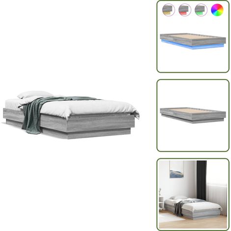 The Living Store Cadre de lit sans matelas avec lumières LED 75x190 cm - Cadre De Lit - Lit Avec Led - Luminaire De Lit - Éclairage De Chambre - Sommier (1/5)