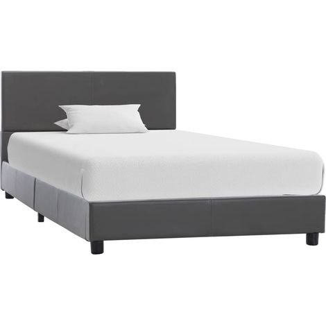 Estructura de cama de cuero sintético gris 100x200 cm vidaXL