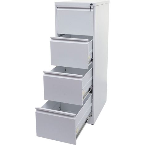 Archivador colgante HHG-727, archivador de oficina armario de acero, formato Legal + A4 con cerradura 134x46x62cm, blanco